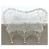 Lot 1258  Antique Victorian White Painted Wire Garden Bench. Settee. Ornate scrolling wire work motifs Metal P