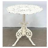 Lot 1261  Vintage Cast Iron Adjustable Height Garden Pedestal Table with Grapes and Vine Motif and Griffin Bas
