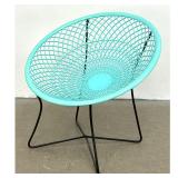 Lot 1267  I.P.L. Sun Flower Lounge Chair. Round Turquoise Plastic Lattice style seat on Hoop Frame with Black 