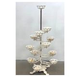 Lot 1271  Victorian style White Painted Cast Iron Multi Arm Plant Stand. 11 Arms; 12 plant holders. Outdoor, G