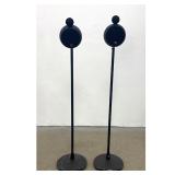 Lot 1305  Pair of Morel Dual Sphere Satellite Speakers on Black Metal Floor Stands.