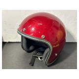 Vintage 3/4 Open Face Motorcycle Helmet, Red Metal Flake Finish