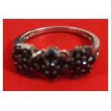 16 Sterling Ring Black Stones