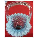 97 Fenton Miniature Blue Hobnail Basket
