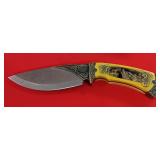 62 Wolf Knife W/ Etched Blade