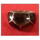 76 Sterling Dome Ring w/ Inlay