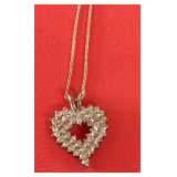 82 Sterling Heart Pendant W/ Stones