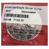 159 2013 Uncirculated American Eagle Silver Dollar