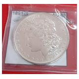 185 1891S AU58 Morgan Silver Dollar