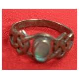 47 Sterling Abalony Shell Ring