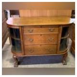 Oak Server w/side curio cabinets